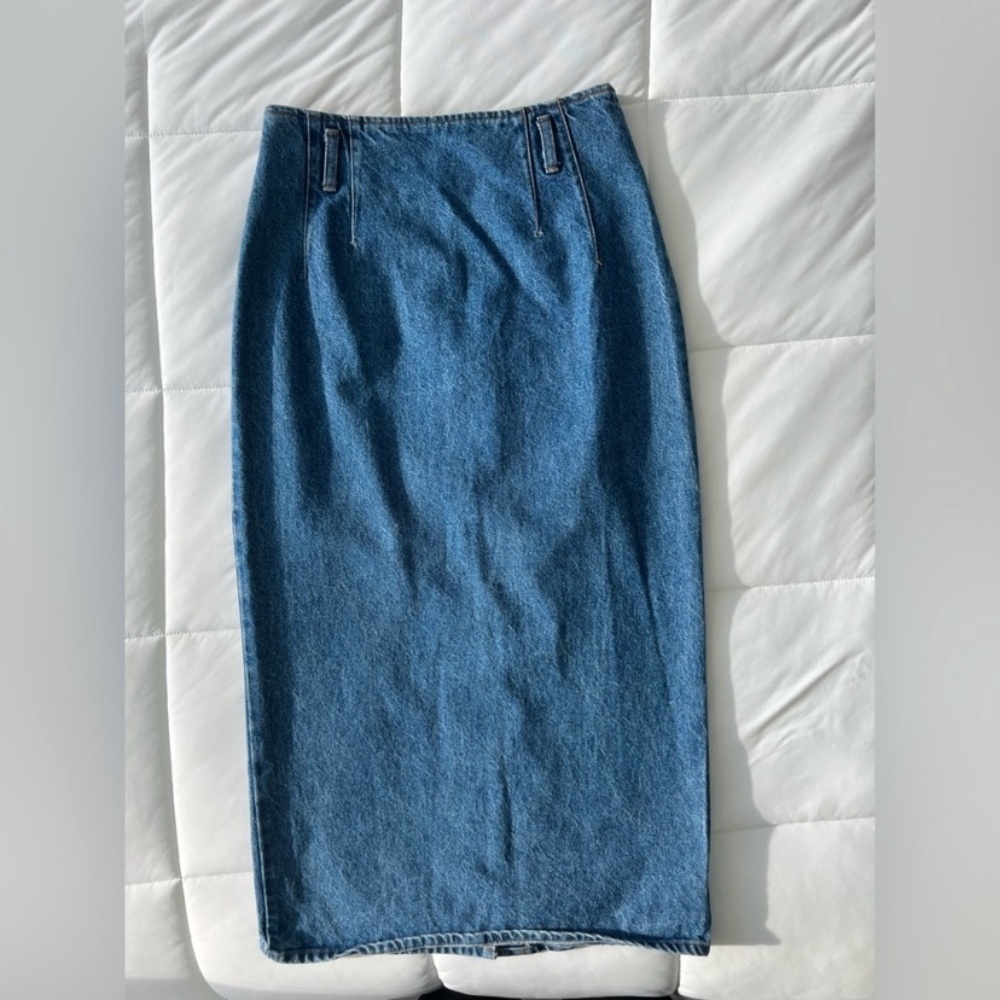 Blue Denim Midi Skirt